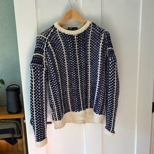Maje Navy and Cream Patterned Sweater